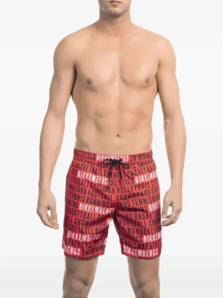 Slip de baie Bikkembergs cu imagine roșu