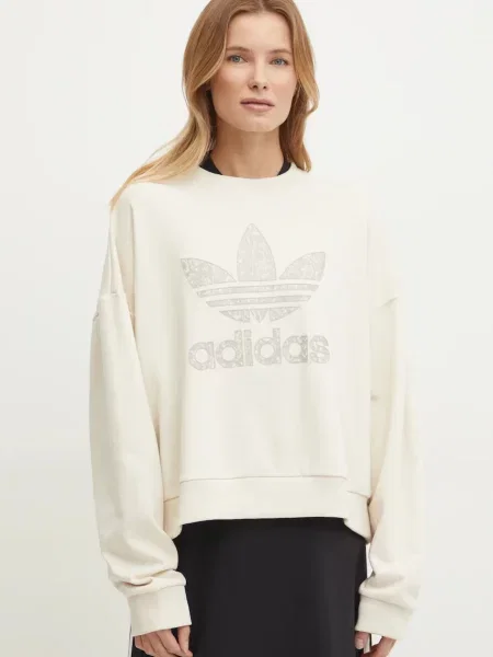 Bombažen pulover adidas Originals SNAKE CREW bež