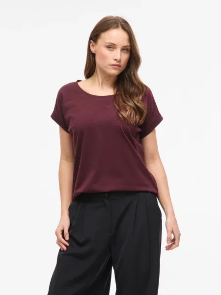 VILA Tricou VIDREAMERS vin roșu