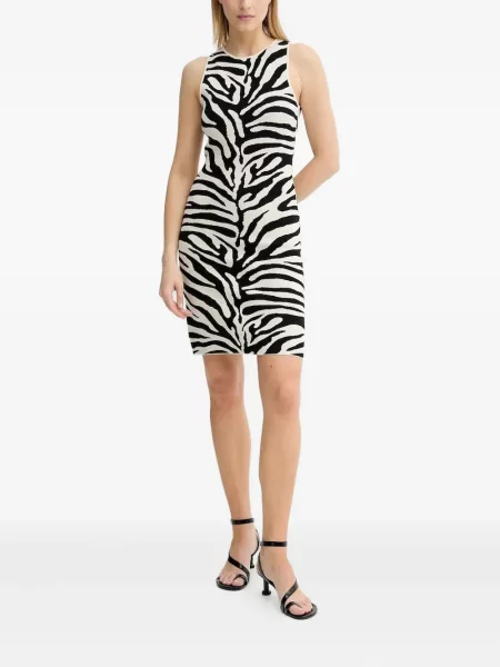 Sukienka mini Gestuz bez rękawów z nadrukiem w zebrę czarna