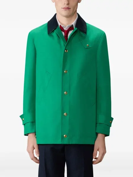 Palton Thom Browne de catifea cord verde