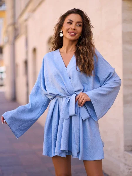 Лляна Сукня міні ISSA Plus блакитний