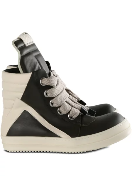 Sneakerși Rick Owens cu șireturi din piele negru