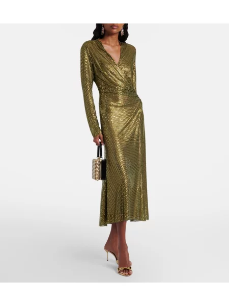 Stras rochie midi Self-portrait verde