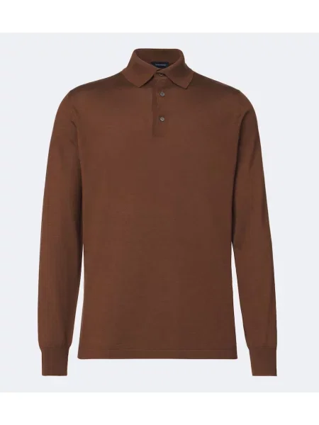 Tricou polo Thom Sweeney de mătase maro