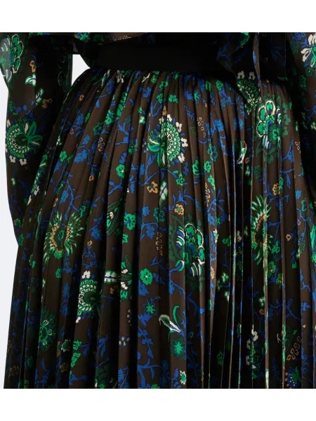 Fustă midi Sacai cu model floral maro