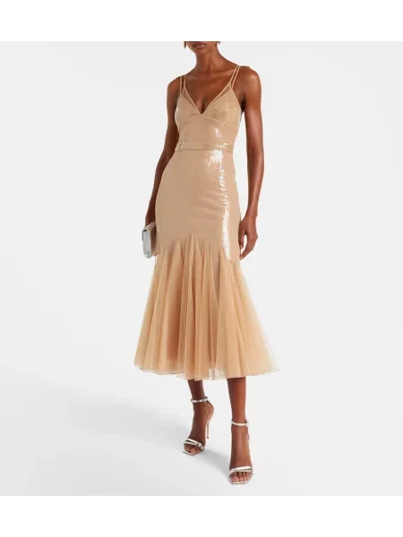 Rochie David Koma din tul bej