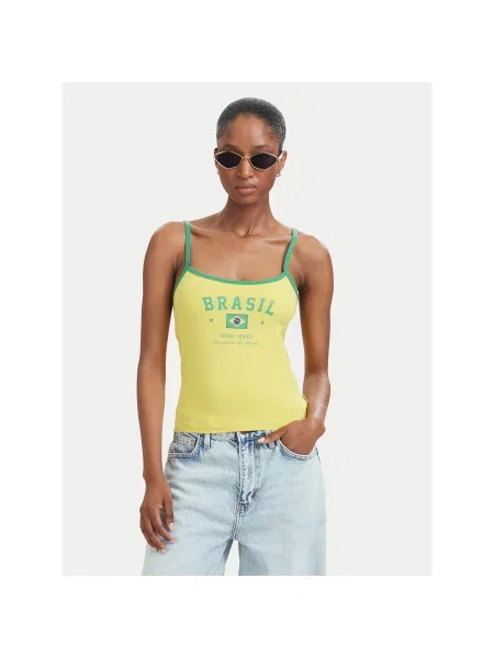 Guess Jeans Топ Жовтий Slim Fit червоний