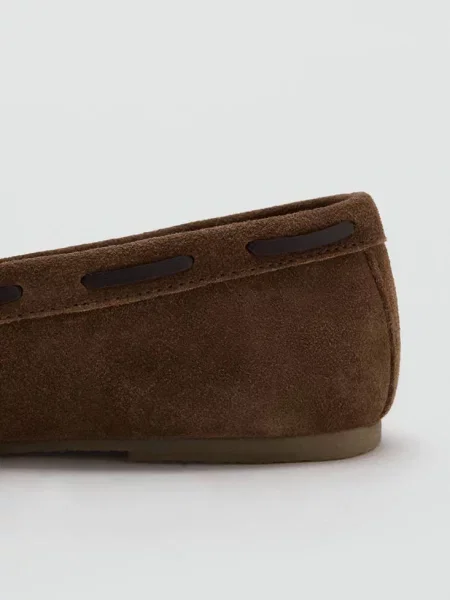 Mokasyny z zamszowej skóry z kokardką Teen 36 MANGO TEEN brązowy