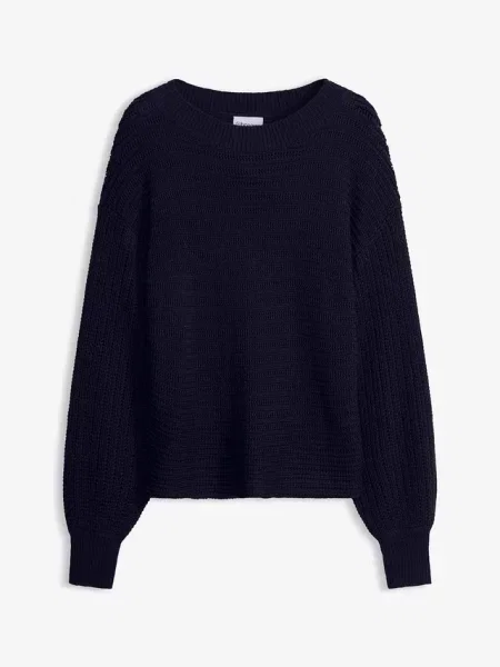 Sweter oversize w ażurowy wzór niebieski