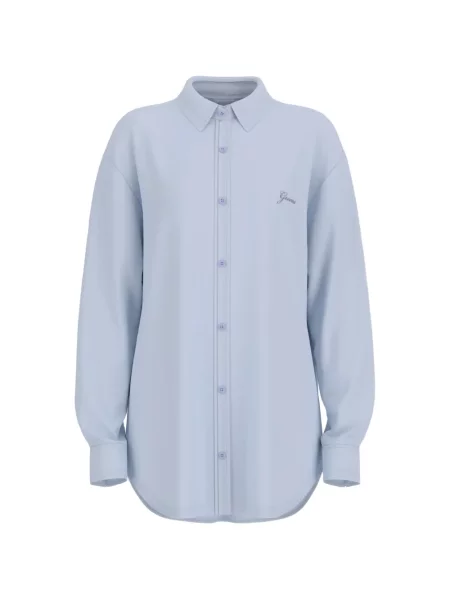 Cămașă Guess cu broderie albastru