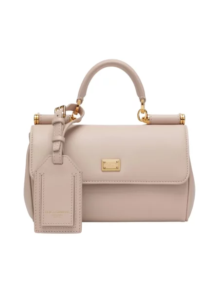 Torebka skórzana Dolce And Gabbana skórzana beżowa