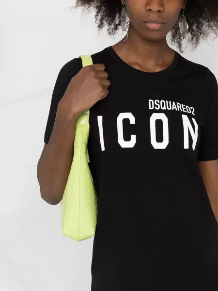 Sukienka koszulowa Dsquared2 z nadrukiem garniturowa czarna