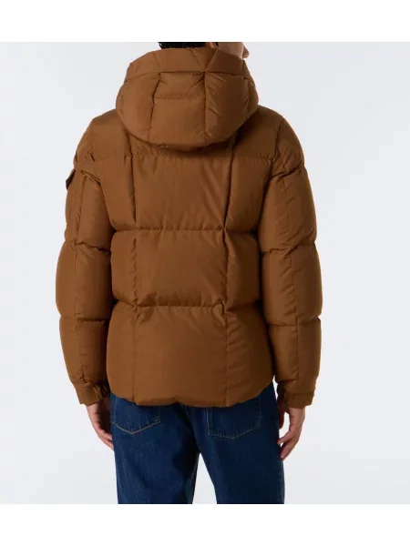 Geacă cu puf Moncler cu glugă maro