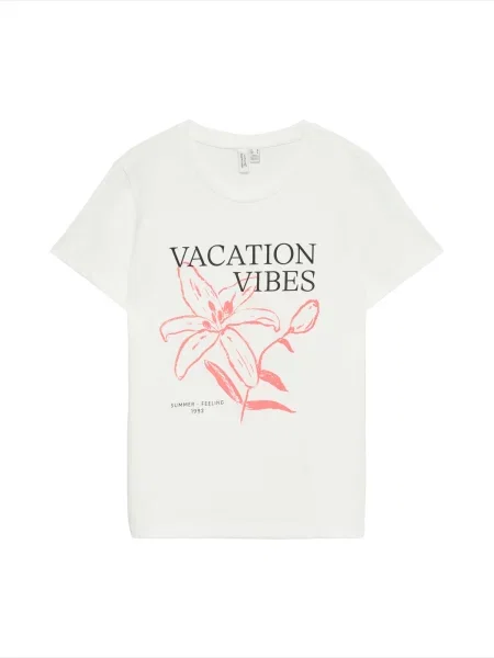 VERO MODA Tricou VMKYANNA portocaliu somon / negru alb