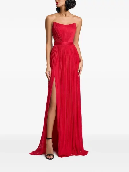 Rochie maxi Cristallini de mătase roșu