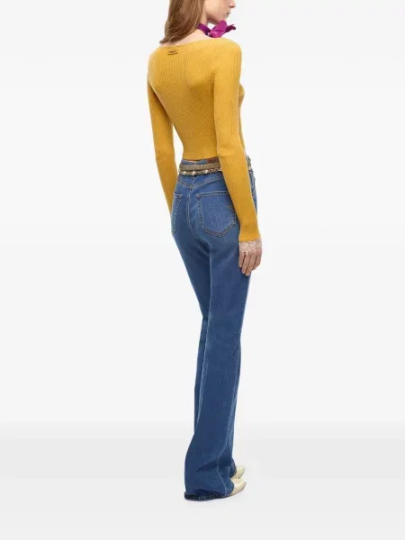 Cardigan Pinko din dantelă galben
