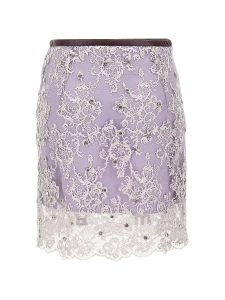 Fusta mini Jacques cu broderie violet