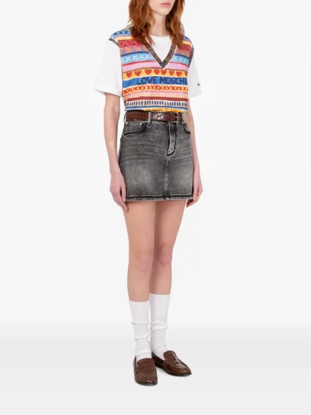 Μπλούζα Love Moschino από ζέρσεϋ λευκό