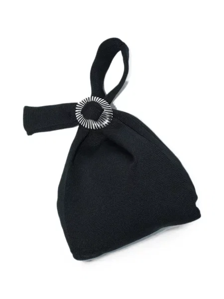 Geantă Toga Too tricotate cu cataramă negru
