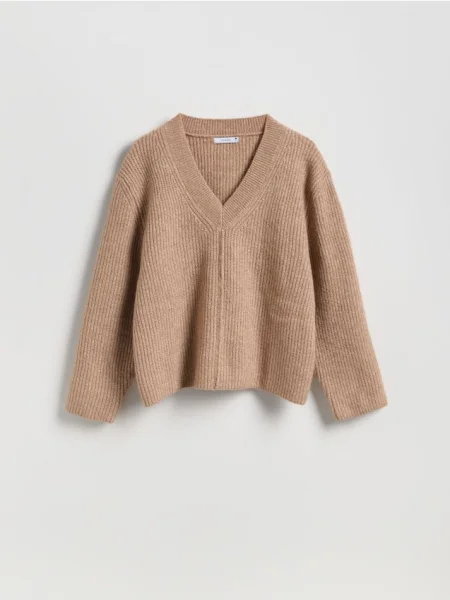 Reserved Sweter oversize brązowy