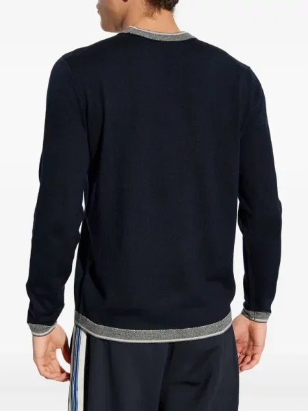 Pulover Emporio Armani cu broderie de lână albastru