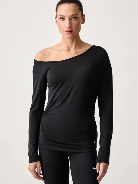 Nike longsleeve treningowy z bawełną One Relaxed czarna
