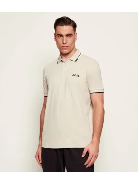 Tricou polo Boss Green stretch bej