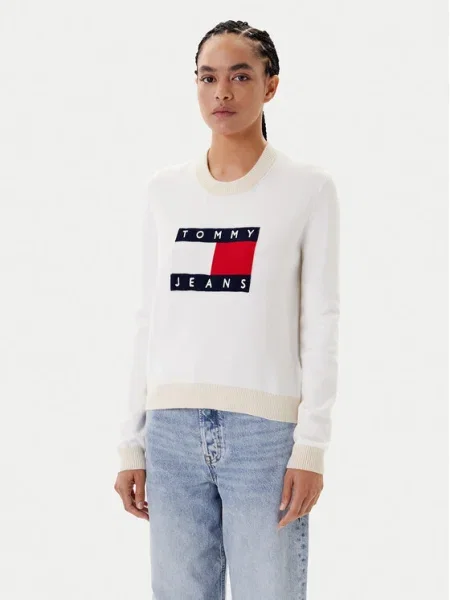 Tommy Jeans Mikina námornícka modrá / brusnicová biela