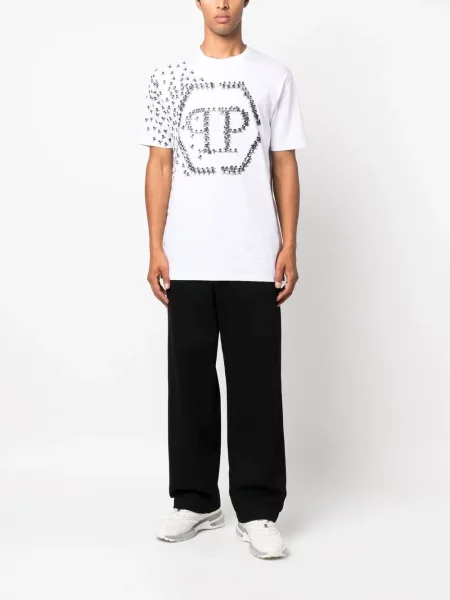 Raštuotas marškinėliai Philipp Plein balta