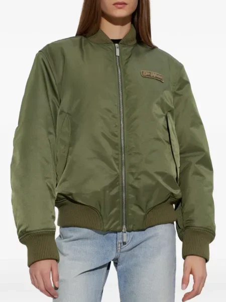 Geacă bomber Off-white cu autograf alb