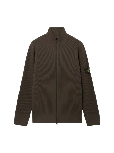 Kardigan Stone Island wełniany z kamieniami zielony