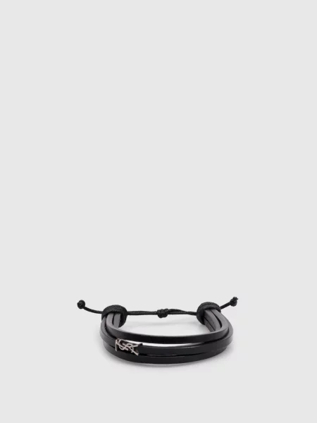 Шкіряний браслет CASSANDRE Saint Laurent чорний