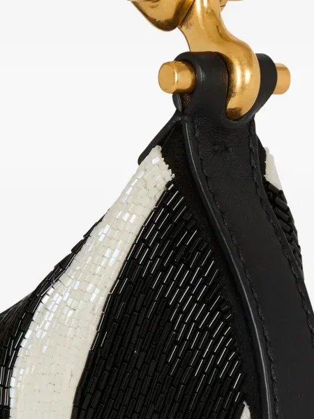 Geantă de mână Balmain cu dungi cu mărgele negru
