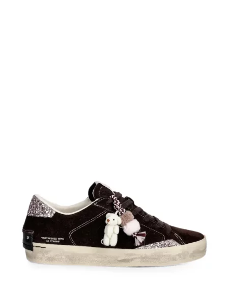 Sneakerși Crime London din piele de căprioară zdrențuiți maro