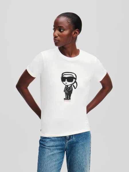 KARL LAGERFELD Marškinėliai Écru Regular Fit balta