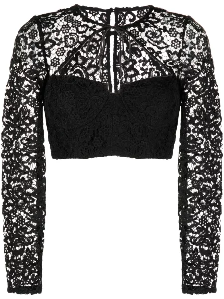 Top Self-portrait din dantelă negru