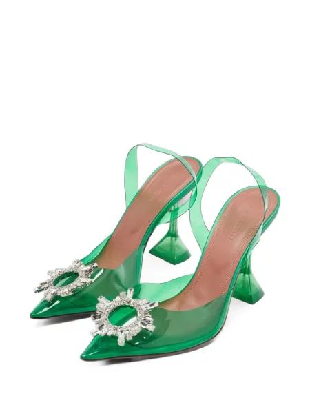 Pantofi cu toc Amina Muaddi slingback verde
