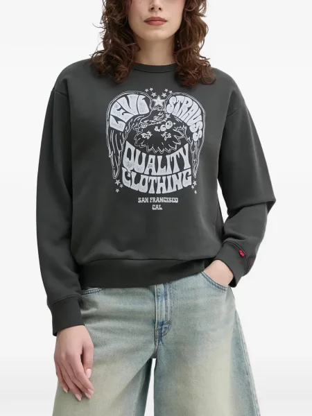 Pulover Levi's® skinny fit cu imagine cu decolteu rotund galben