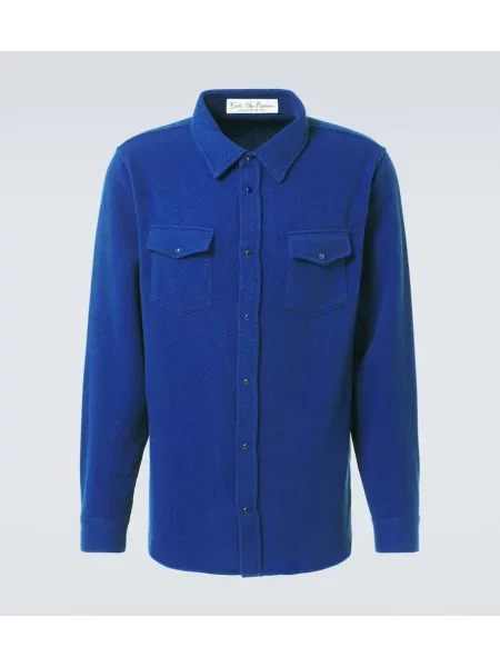 Kašmírová košile God's True Cashmere modrá