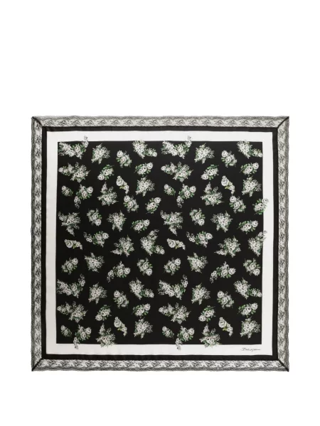 Svileni šal Dolce & Gabbana s cvjetnim printom s printom crna