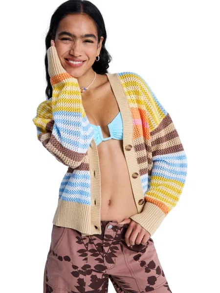 ROXY Kardiganas Cosmic Coast kūno / dangaus žydra / šokolado geltona
