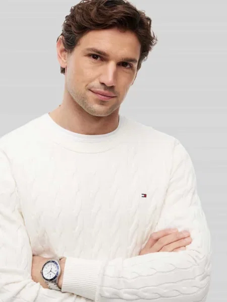 Tommy Hilfiger sweter beżowy lekki biały