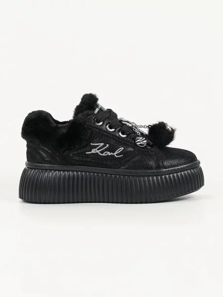 Karl Lagerfeld Kreeper sneakers pentru femei din piele întoarsă negru