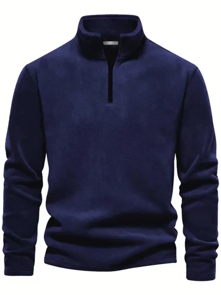 Pulover Dewberry iz flisa s stoječim ovratnikom temno modra