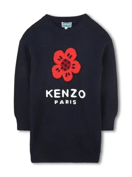 Kenzo Kids Παιδικό φόρεμα από μαλλί μπλε