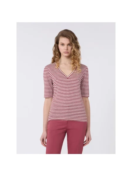 Lniana koszulka Weekend Max Mara z dekoltem w serek