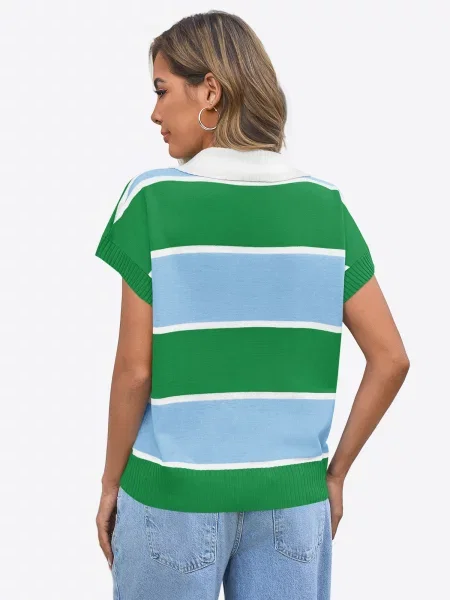 Imily Bela Pulover albastru deschis / verde alb