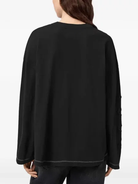 Lung tricou Allsaints cu autograf negru