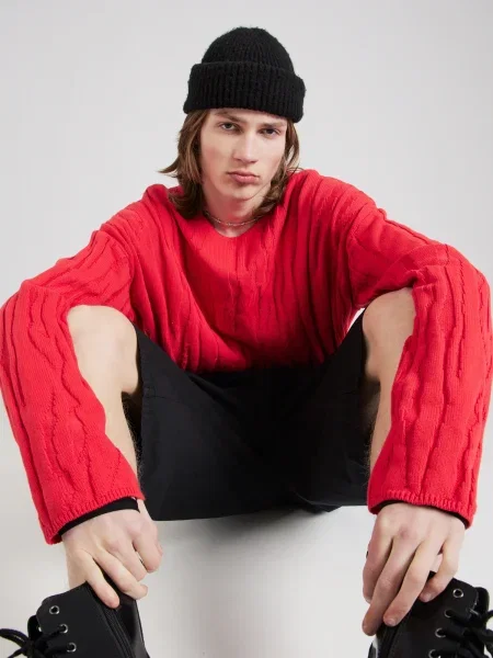 SHYX Pulover deschis roșu